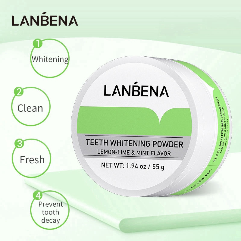 Bột Làm Trắng Răng LANBENA Hương Chanh Lanbena An Toàn Giúp Chăm Sóc Răng Miệng 55g