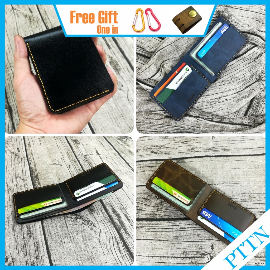 Ví nam mini nhỏ gọn da bò Nhiều Màu handmade PTTN VN111