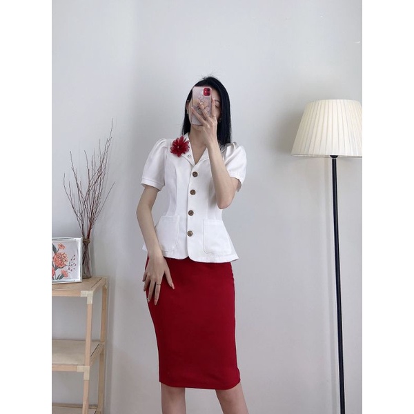 (Hình Thật) Áo Cổ Vest Kèm Trâm Cài | BigBuy360 - bigbuy360.vn