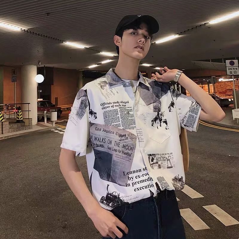 Áo Sơ Mi Nam Tay Ngắn In Hình Thời Trang Hàn Quốc (M-3Xl)