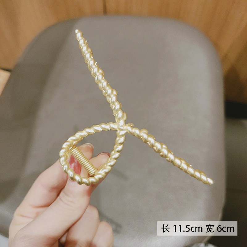 Kẹp Tóc Bản To Phối Ngọc Đơn Giản Phong Cách Hàn Quốc Cho Tóc Dày