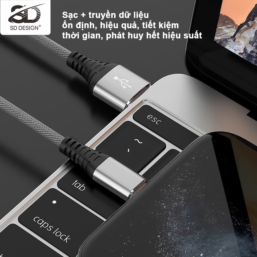 Cáp sạc nhanh iphone SD DESIGN M12s dài 2m sạc siêu nhanh, siêu bền bảo hành 12 tháng - vincase