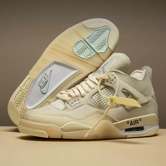 Giày air jordan 4 retro off white kem,  Xanh dương, Trắng full , Xanh Ngọc ,Giày sneaker JD4 siêu hot | BigBuy360 - bigbuy360.vn