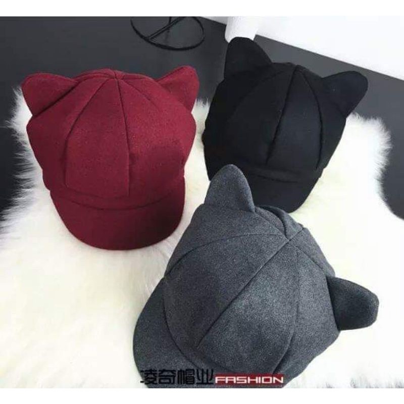 nón mèo nỉ 3 màu freesize
