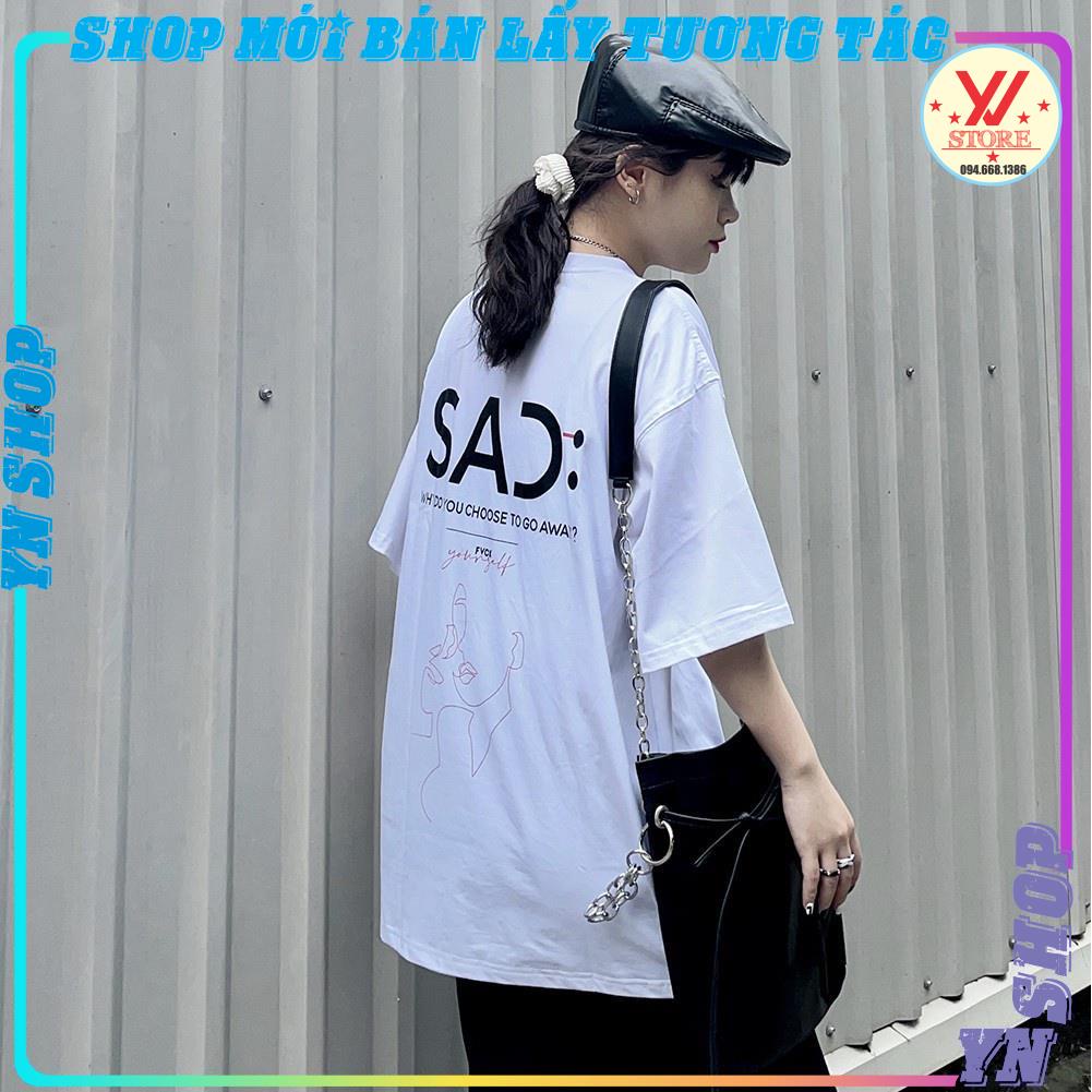 Áo thun tay lỡ unisex FVCK BAD DAY mặt buồn , áo phông nam nữ phong cách ulzzang