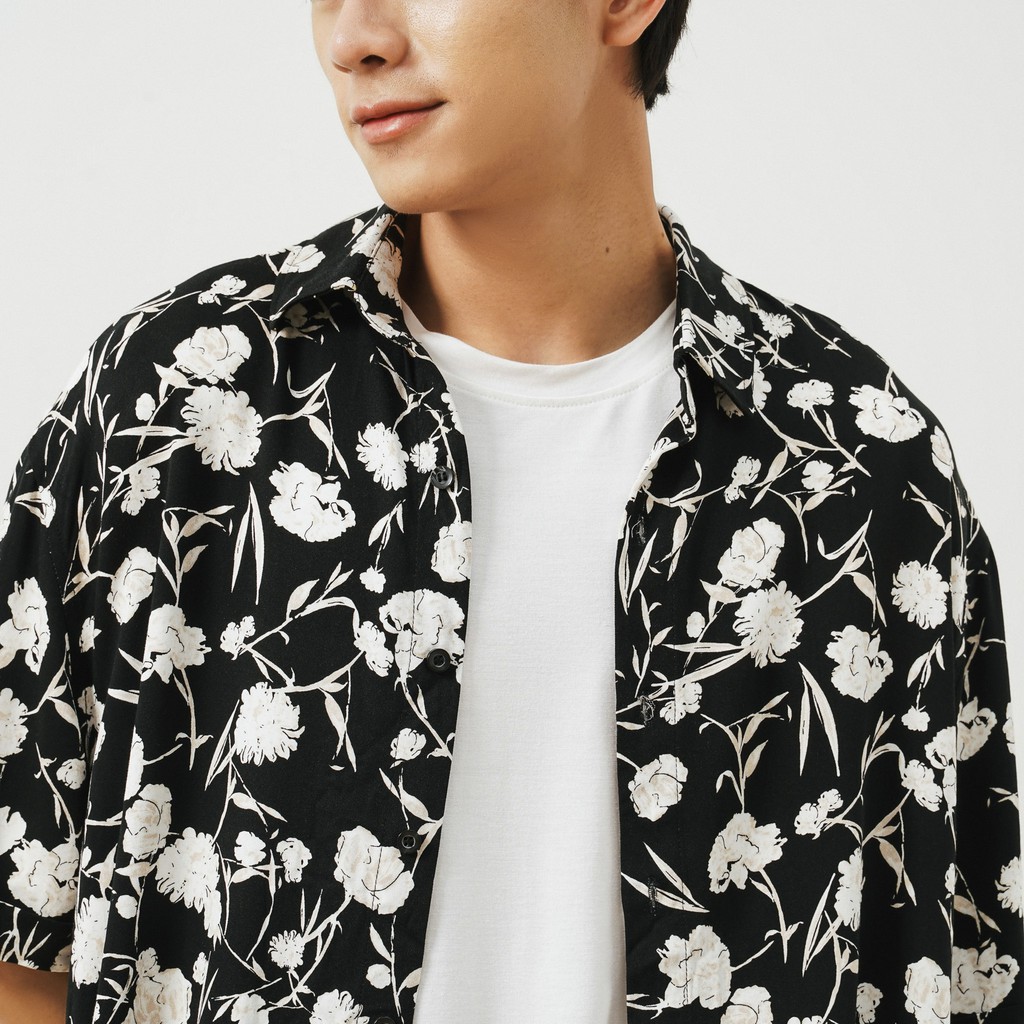 Áo Sơ Mi Cộc Tay Cổ Đức Nam Hoạ Tiết Hoa Lá UNICUS Daliah Shirt | BigBuy360 - bigbuy360.vn
