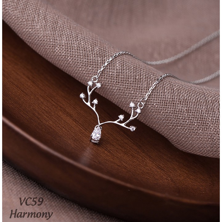 Dây chuyền nữ tuần lộc vòng cổ đính đá nữ tính thiết kế độc đáo chất liệu bạc 925 VC59 | TRANG SỨC BẠC HARMONY