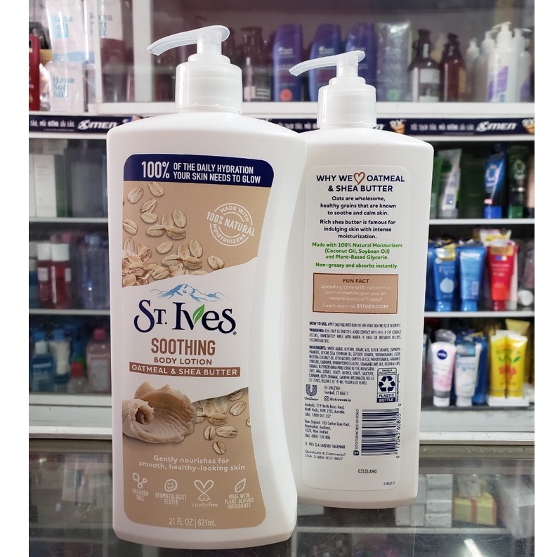 Sữa dưỡng thể ST.IVES Smoothing Yến Mạch và Bơ 621ml