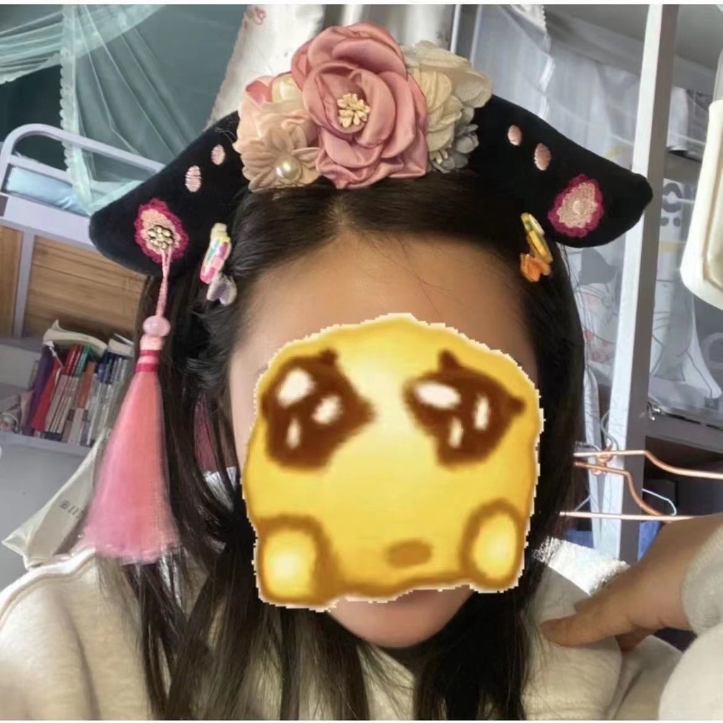 Cài Che Mặt Dễ Thương Hình Cà Phê tiểu Cà Phê Cô Gái Tóc Cổ Điển Xiaohongshu Cùng Cung Điện Gege Rửa Mặt Biểu Diễn Cổ Trang Vòng Đội Đầu Thẻ Trang Trí Hán Phục Cho Nữ