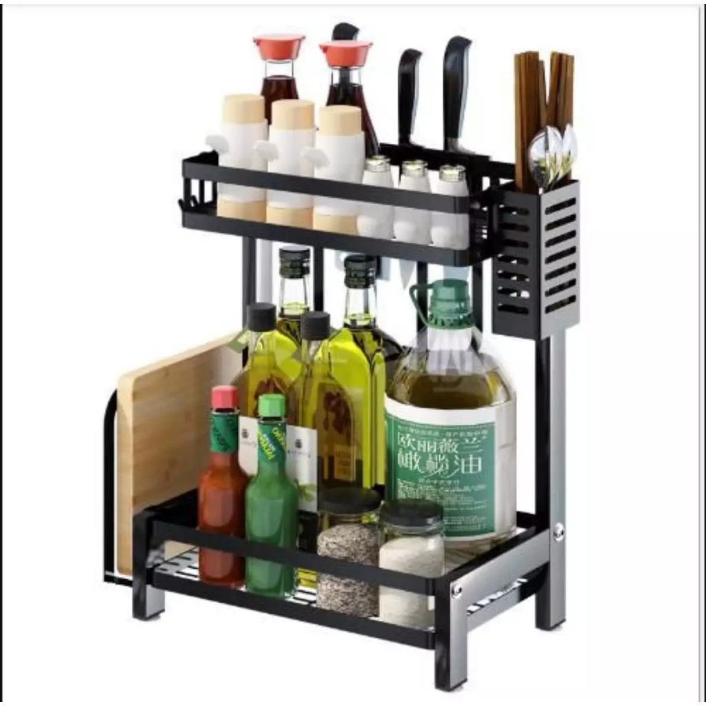 Kệ nhà bếp đựng Gia Vị 2-3 tầng. 2 tầng 33x20x43cm. 3 tầng: 3 x 20 x 61 cm. Sắt Sơn Tĩnh cao cấp