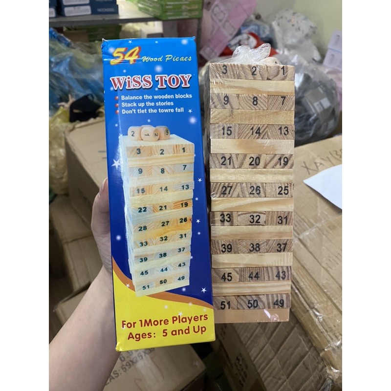 BỘ ĐỒ CHƠI RÚT GỖ LOẠI TO 54 THANH KÈM 4v XÚC XẮC