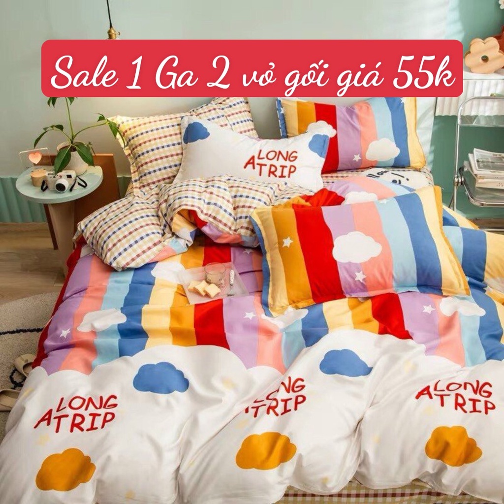 [sale 55k]Bộ Ga Gối 3 Món[1m5x2m,1m6x2m]được chọn mẫu[lá khoai]