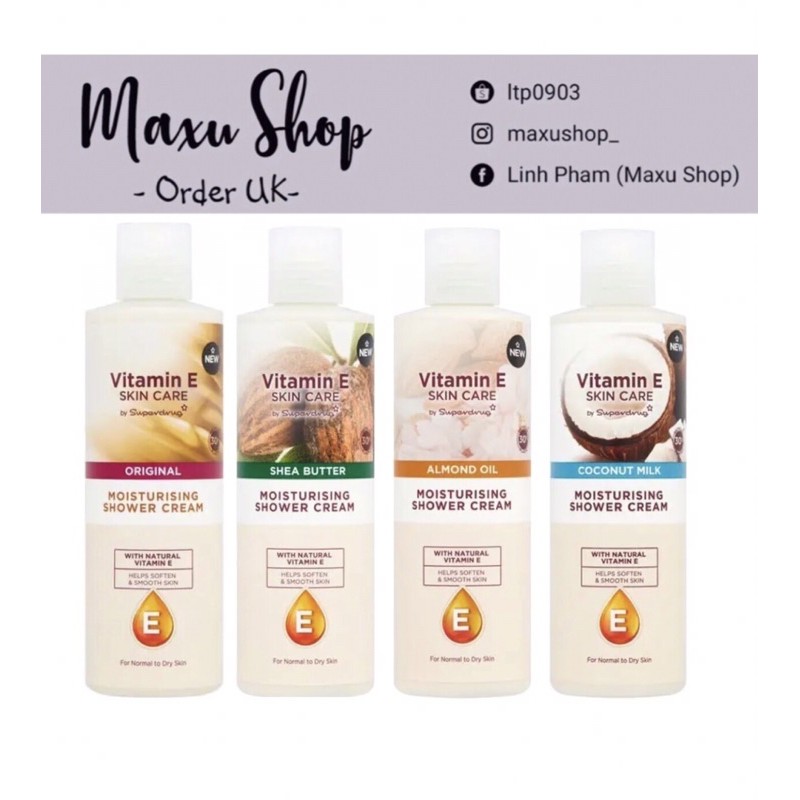Sữa Tắm Vitamin E Superdrug Moisturising Shower Cream 250ml