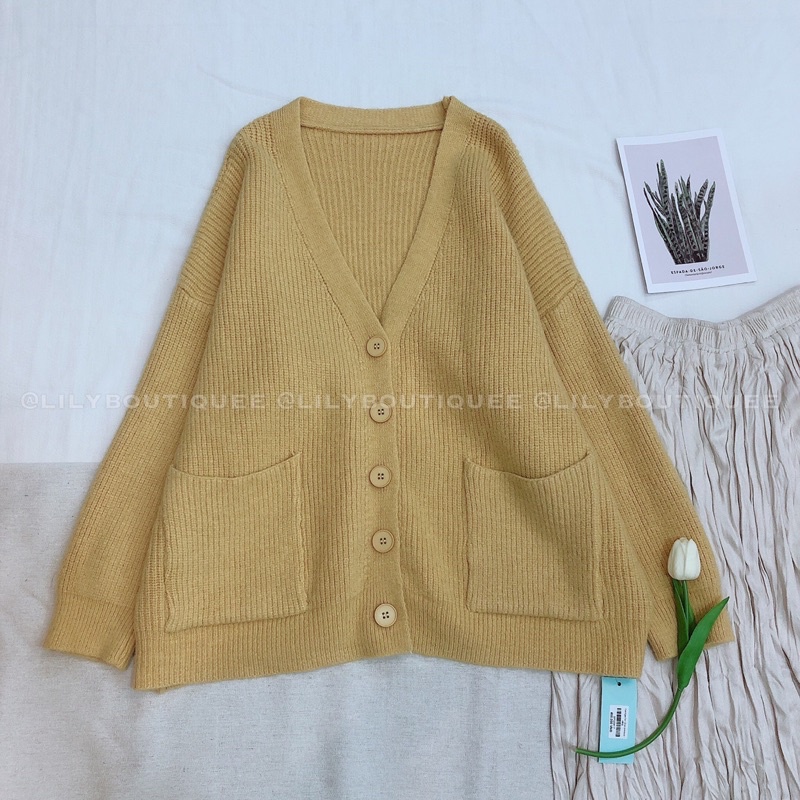 Cardigan 2 túi oversize