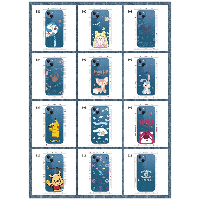 Miếng dán khung viền họa tiết hoạt hình Doremon Pikachu siêu mỏng cho IPHONE 13 12 PRO MAX 12PRO 13PRO 13PROMAX