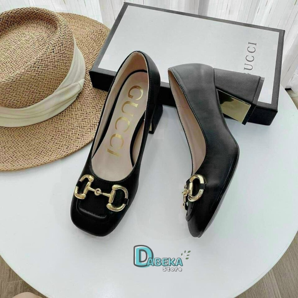 Giày Cao Gót Khuy Ngang Đế Vuông Thời Trang Công Sở Cao Cấp - Giày Gc Mũi Vuông Đế Mạ 7P Sang Chảnh - Dabeka - G007