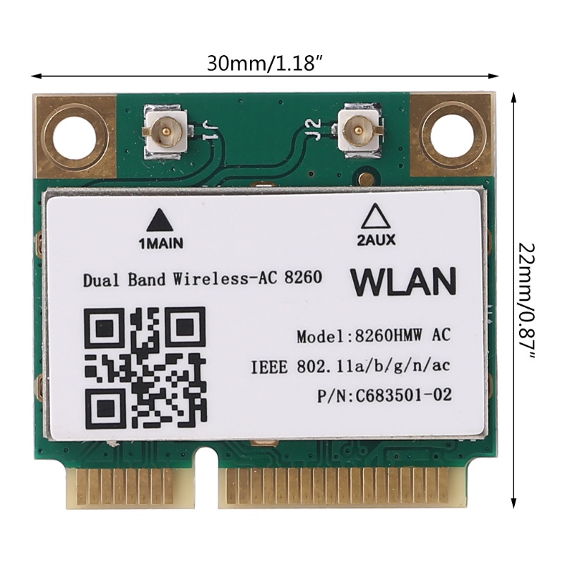 Thẻ wifi không dây PICe Bluetooth 802.11ac 867mbps 8260hw AV 2.4g+5G dành cho máy tính xách tay
