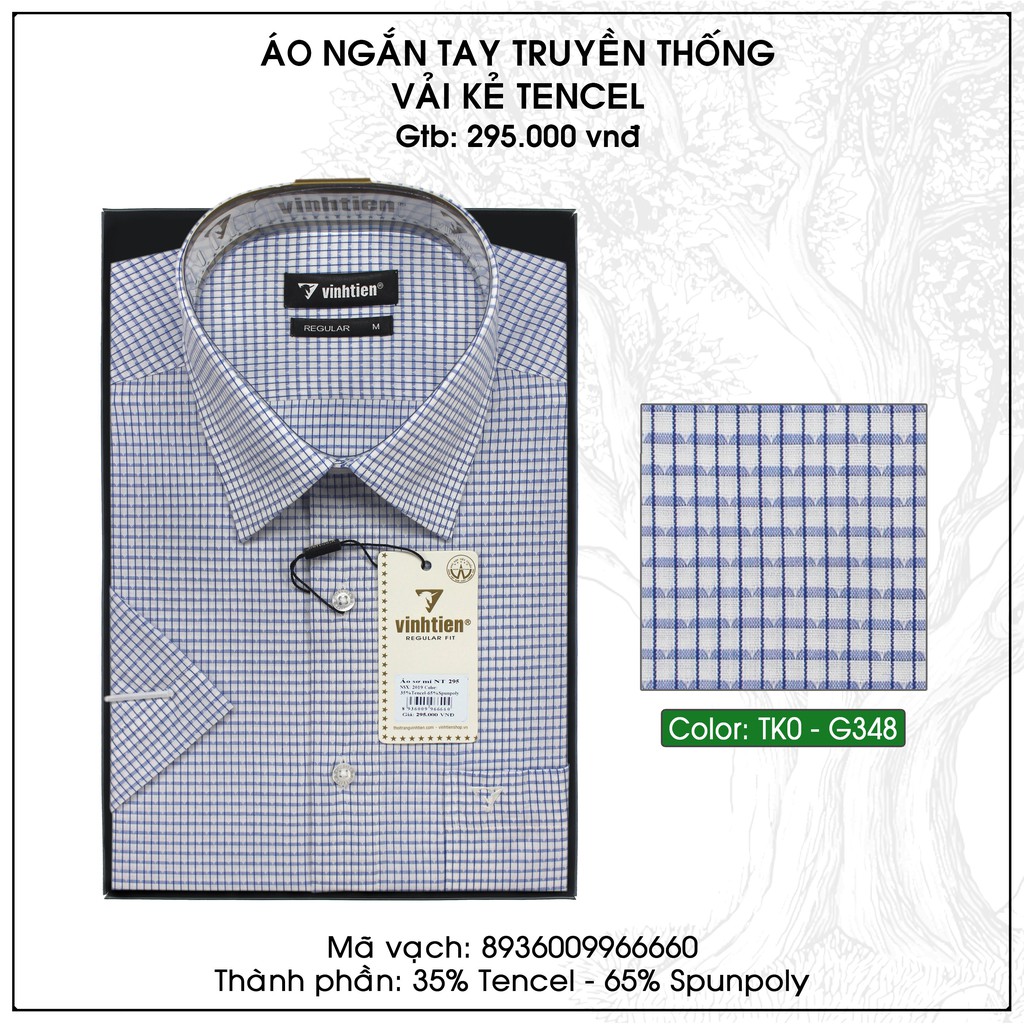 Áo sơ mi nam ngắn tay vạt bằng Vĩnh Tiến 295 - kẻ caro nhỏ | BigBuy360 - bigbuy360.vn
