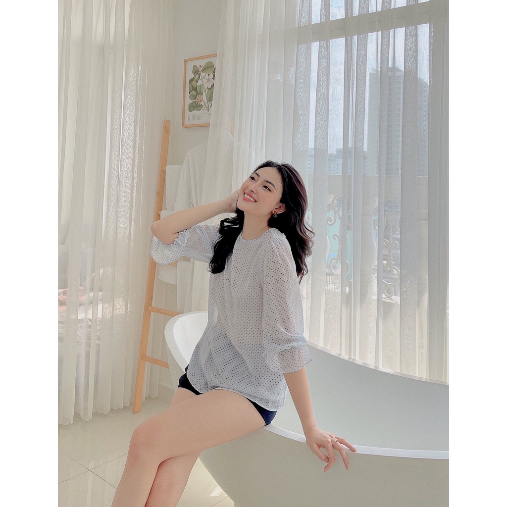 FEMEI Áo voan cổ tròn tay lỡ