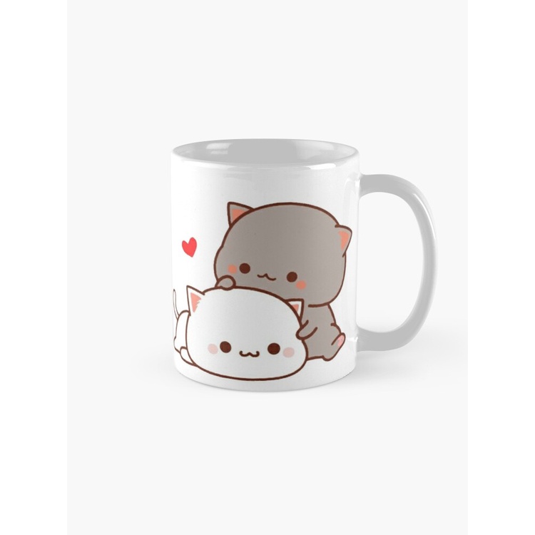Cốc sứ uống nước in hình mèo mochi so cute cốc uống trà cafe