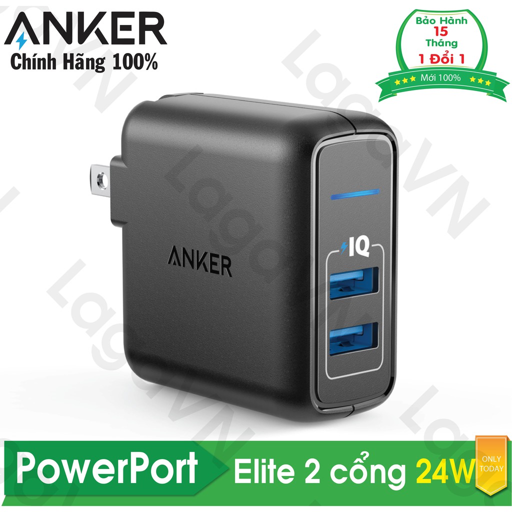  Sạc 2 cổng ANKER PowerPort Elite 2 24w - A2023