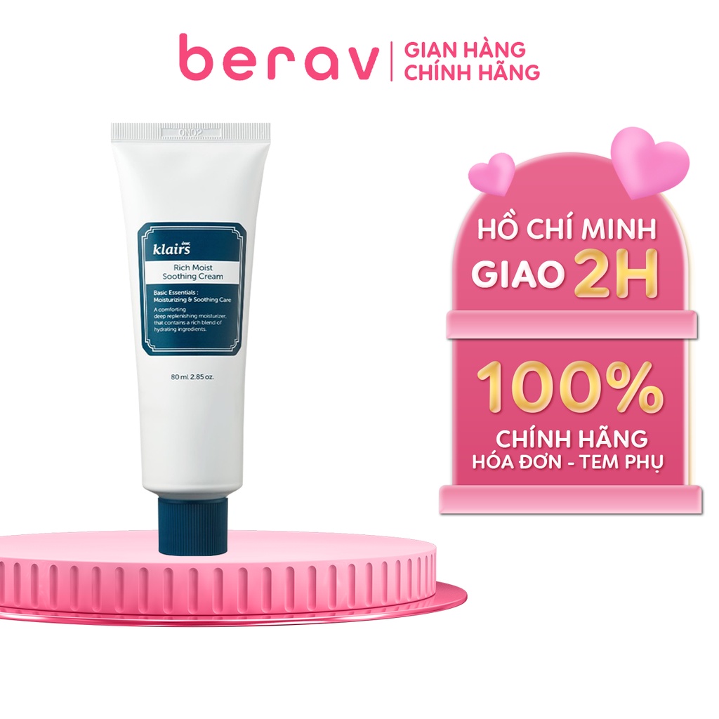 Kem Dưỡng Ẩm Klairs Rich Moist Soothing Cream Mượt Cho Da Khô 80ml