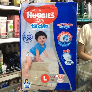 Tã dán huggies dry đệm mây co giãn size m48/m76/l42/l68