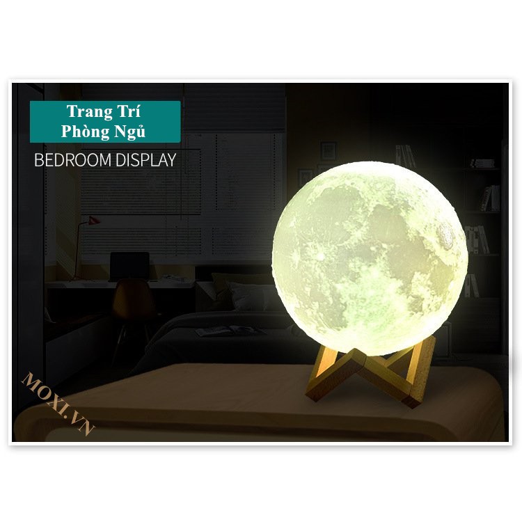 Đèn Ngủ Để Bàn Mặt Trăng Moon Light 3D 15Cm Màu Vàng Ấm Và Đa Sắc Thích Hợp Trang Trí Decor phòng ngủ + Có tặng kèm pin