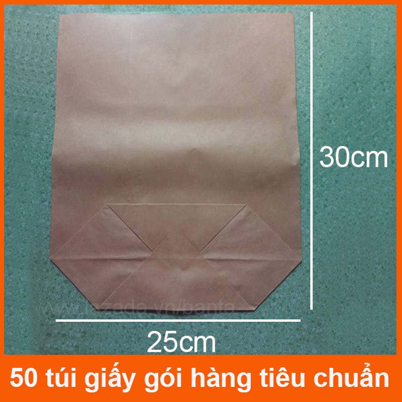 50 túi giấy gói hàng, túi giấy kraft kích thước 30 x 25cm