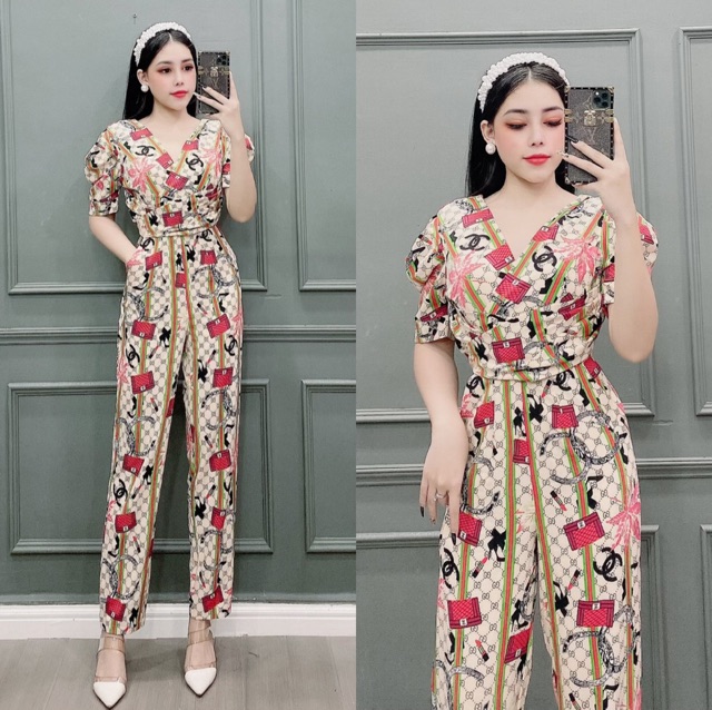 Jumpsuit hoa tay phồng thiết kế | BigBuy360 - bigbuy360.vn