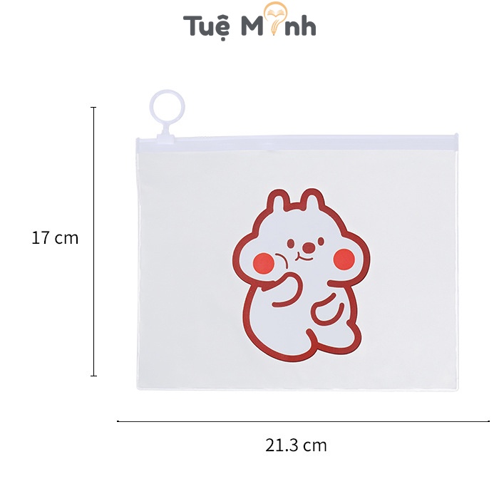 Túi zip trong suốt cute đựng đồ K59 có khóa VPP Tuệ Minh, túi đựng bút đồ dùng học tập dễ thương kiểu Hàn Quốc