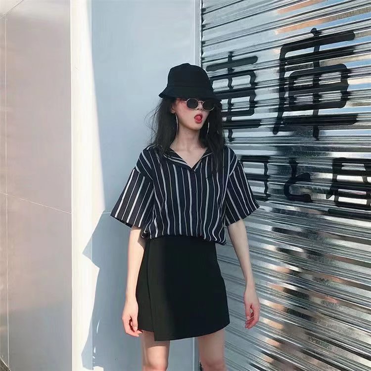 Áo Sơ Mi chiffon Họa Tiết Kẻ Sọc Phong Cách retro Hong Kong Thời Trang Xuân Hè Mới Cho Nữ