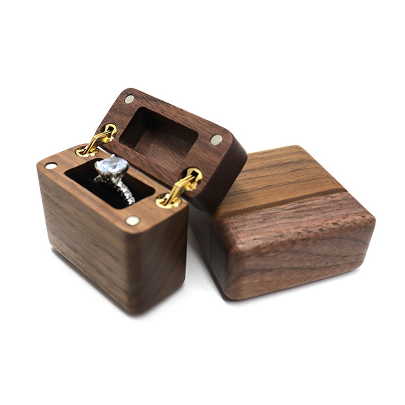 Hộp Gỗ Đựng Nhẫn Chống Bụi Phong Cách Vintage Ốp