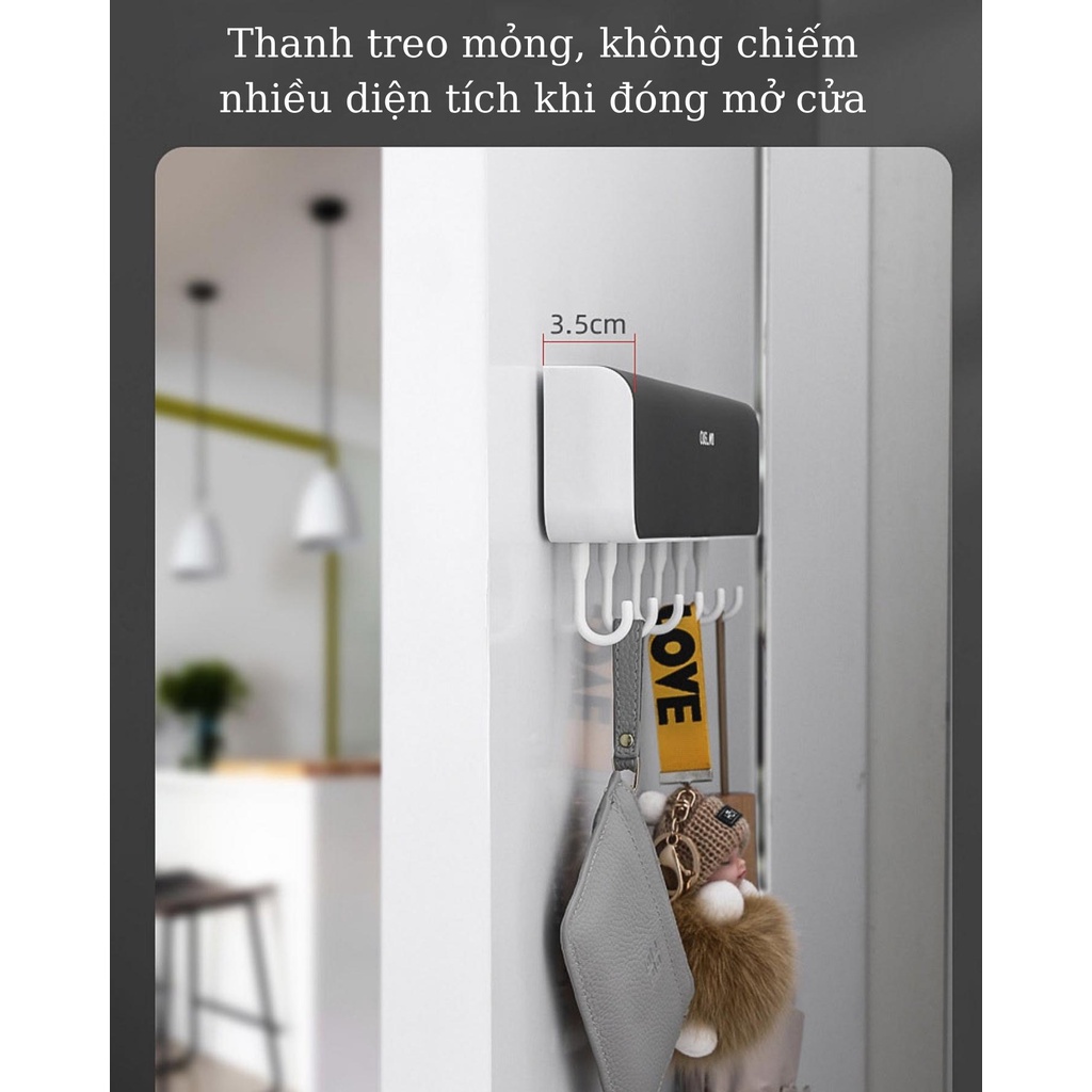 Kệ Đựng Đồ Gia Vị Kèm 6 Móc, Giá Treo Đồ Nhà Tắm Nhà Bếp Đa Năng Dán Tường