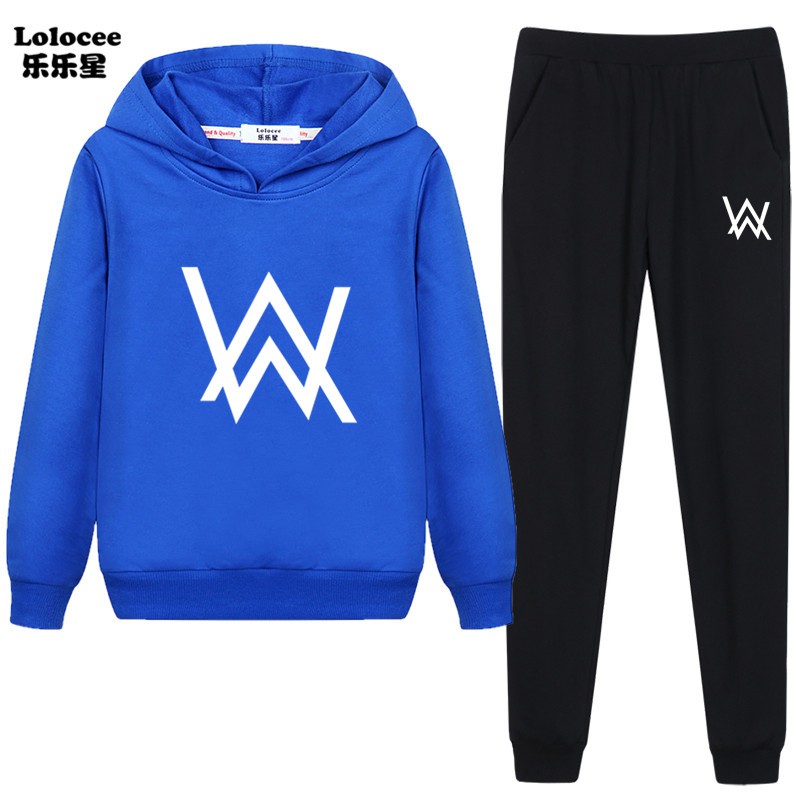 Bộ Quần Áo 2 Lớp Và Áo Hoodie Tay Dài In Chữ Alan Walker Cho Bé Trai