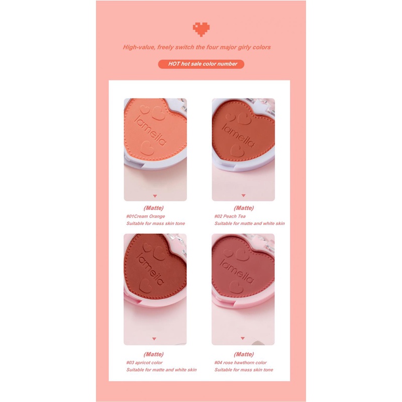 Phấn Má Hồng Đơn Sắc Lameila Thiết Kế Hình Trái Tim Xinh Xắn