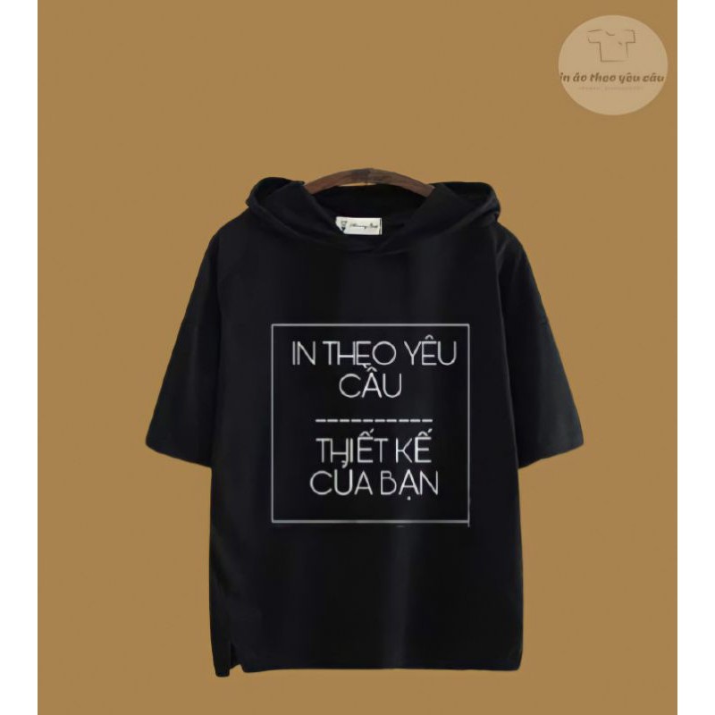 Áo Hoodie Tay Lửng In Theo Yêu Cầu Nam Nữ Dủ Size ( Đen Trắng)