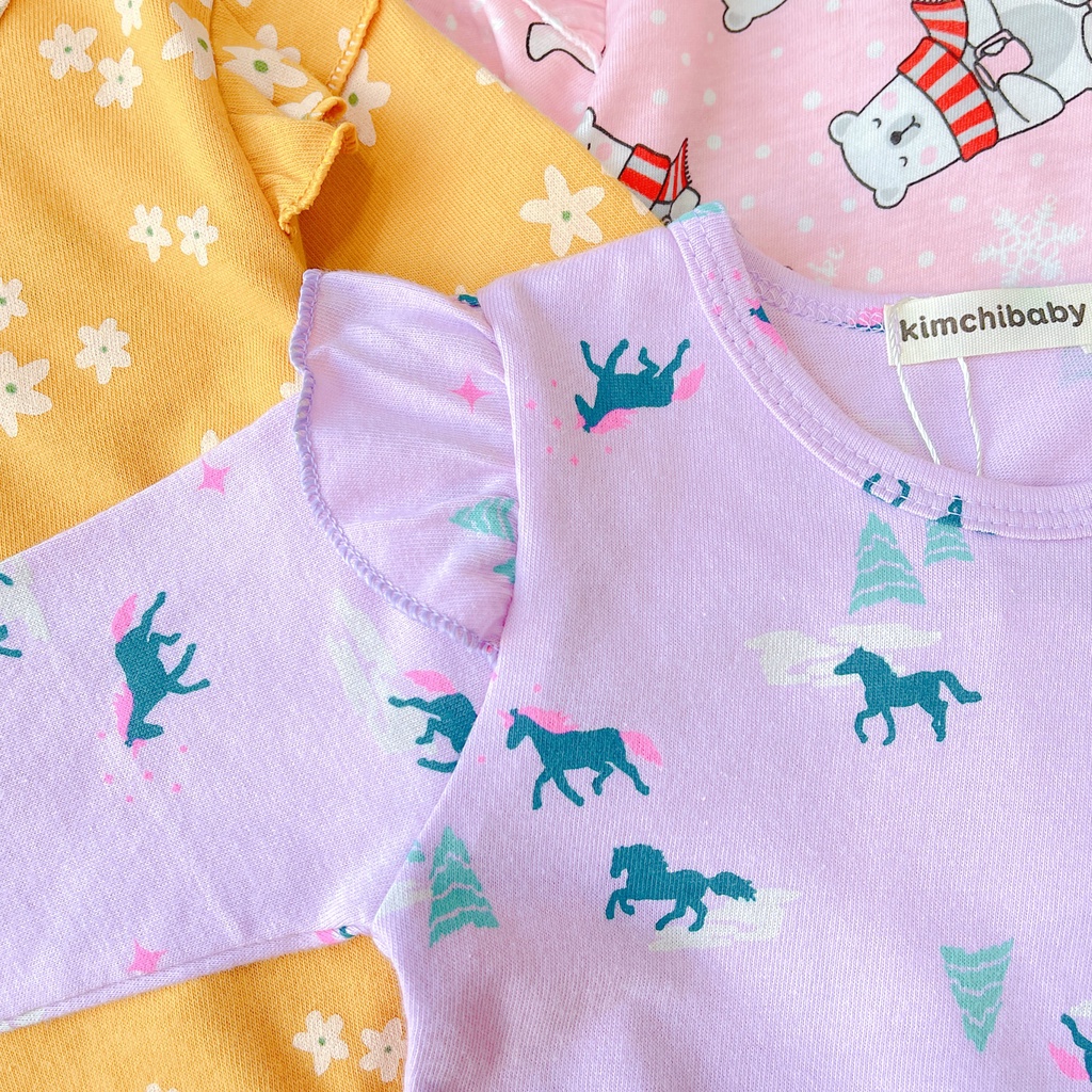 [SALE] Bộ Dài Tay Cotton Borip Bé Gái KIMCHIBABY Cánh Tiên Vải Dư Xịn, Bộ Quần Áo Cho Bé Mặc Nhà Thu Đông MKMTD2224
