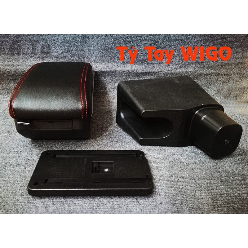 Hộp Tỳ Tay, bệ tỳ tay Xe Toyota Wigo 2018 đến 2020 màu đen có cổng cắm USB (ko cần bắt vít)