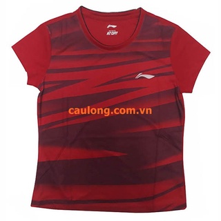 Áo cầu lông nam nữ cổ tròn lining 1781 màu đỏ