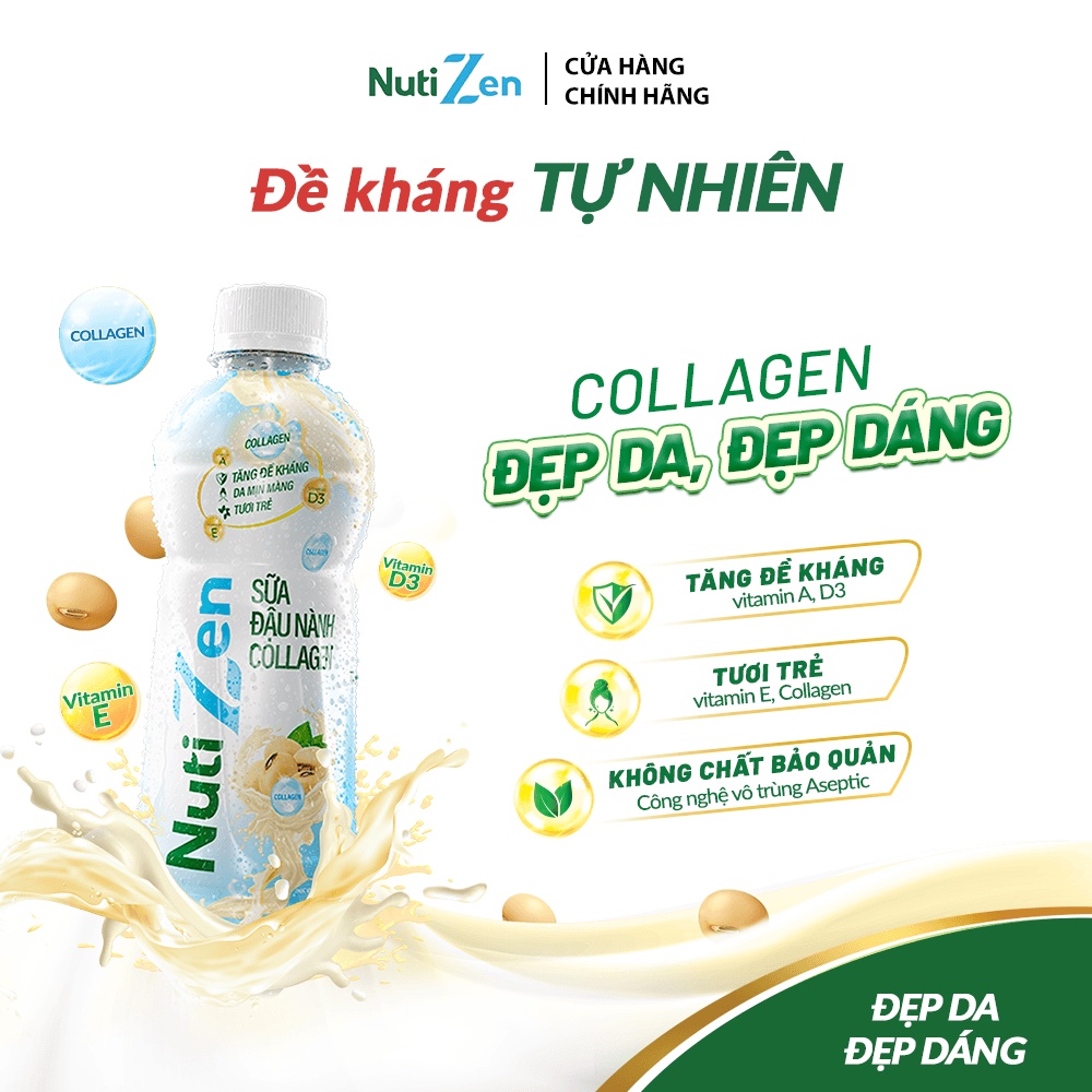 Lốc 6 chai Sữa Đậu Nành Collagen Nutizen 290ml/chai