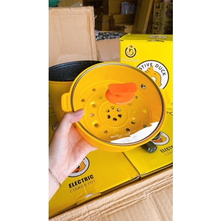Lẩu Điện Mini Đa Năng Vịt Vàng Kèm Xửng Hấp Nội Địa Trung