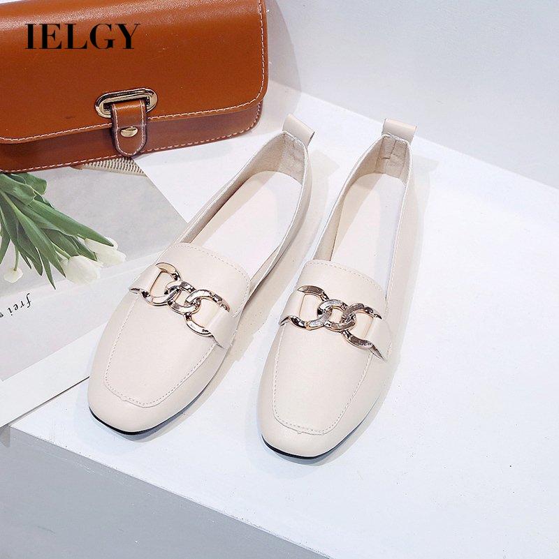 Giày lười IELGY da bóng kiểu Anh thời trang cho nữ