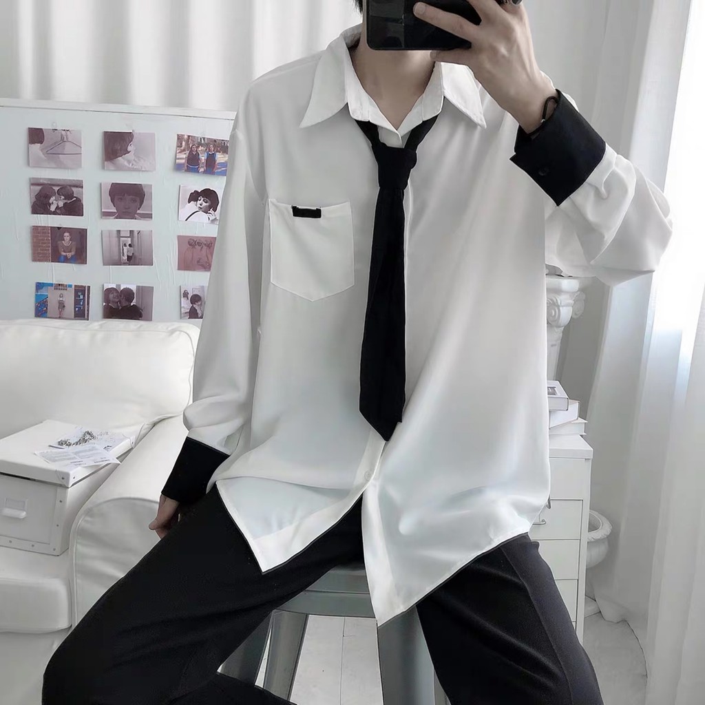 Áo Sơmi Dáng Rộng Kèm Cavat PlayBoys