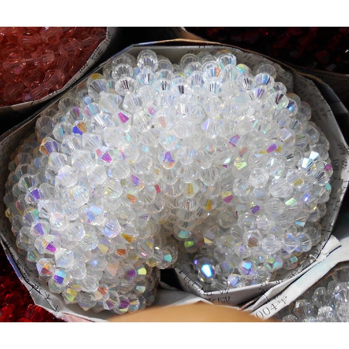 Set chuỗi hạt thủy tinh 4mm màu trắng dùng làm trang sức