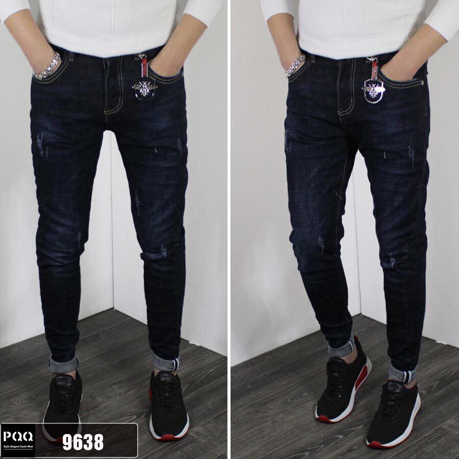Quần Jean Xanh đậm rách cào nhẹ