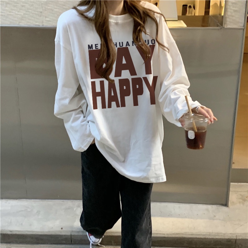 NRVP Áo Thun Nữ Dài Tay Dáng Rộng Phong Cách Hàn Quốc Mới