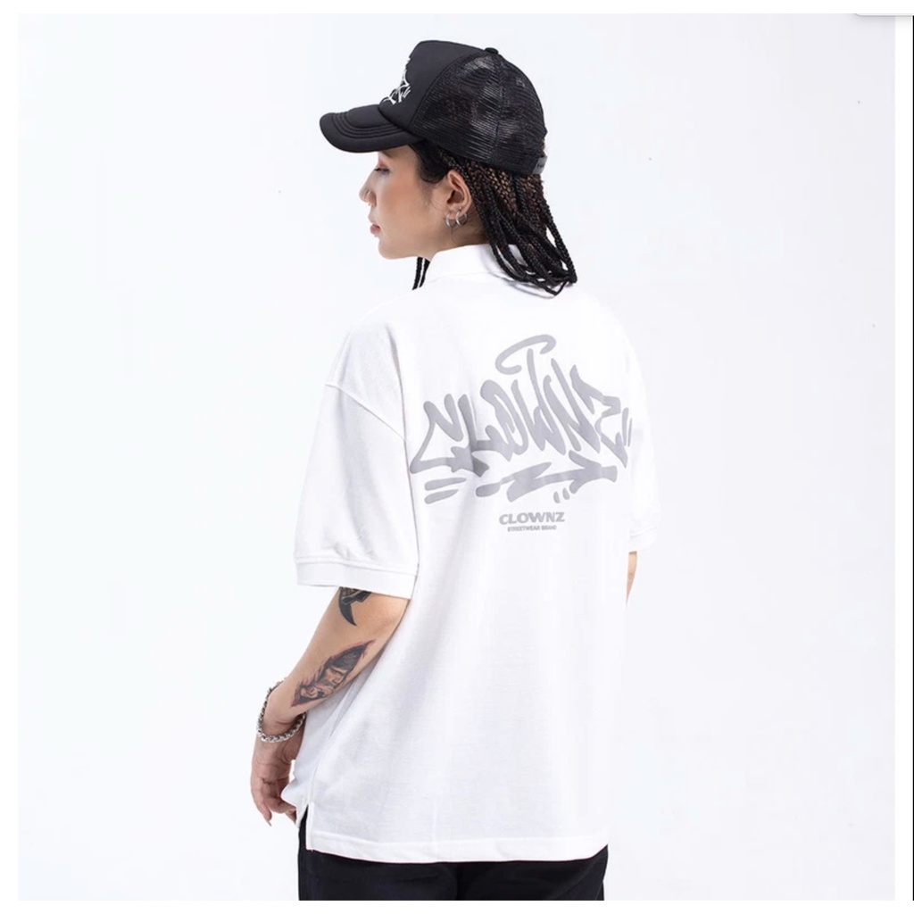 Áo thun polo nam nữ tay lỡ local brand Clownz Graffiti unisex form rộng, cổ bẻ