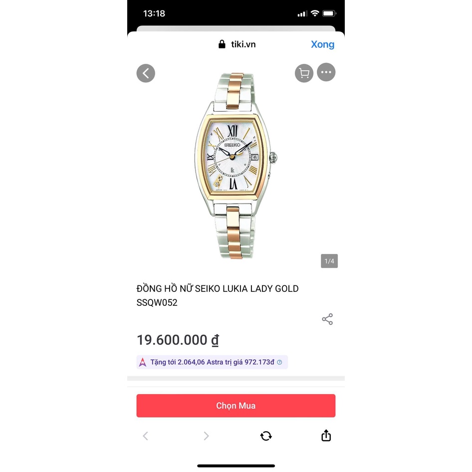 Đồng hồ nữ hiệu Seiko, dây thép không gỉ, hàng đã qua sử dụng
