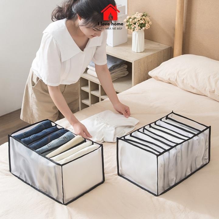 Khay túi vải to đựng quần áo khay đựng quần jean 7 ngăn túi sắp xếp quần áo cho tủ quần áo gọn gàng